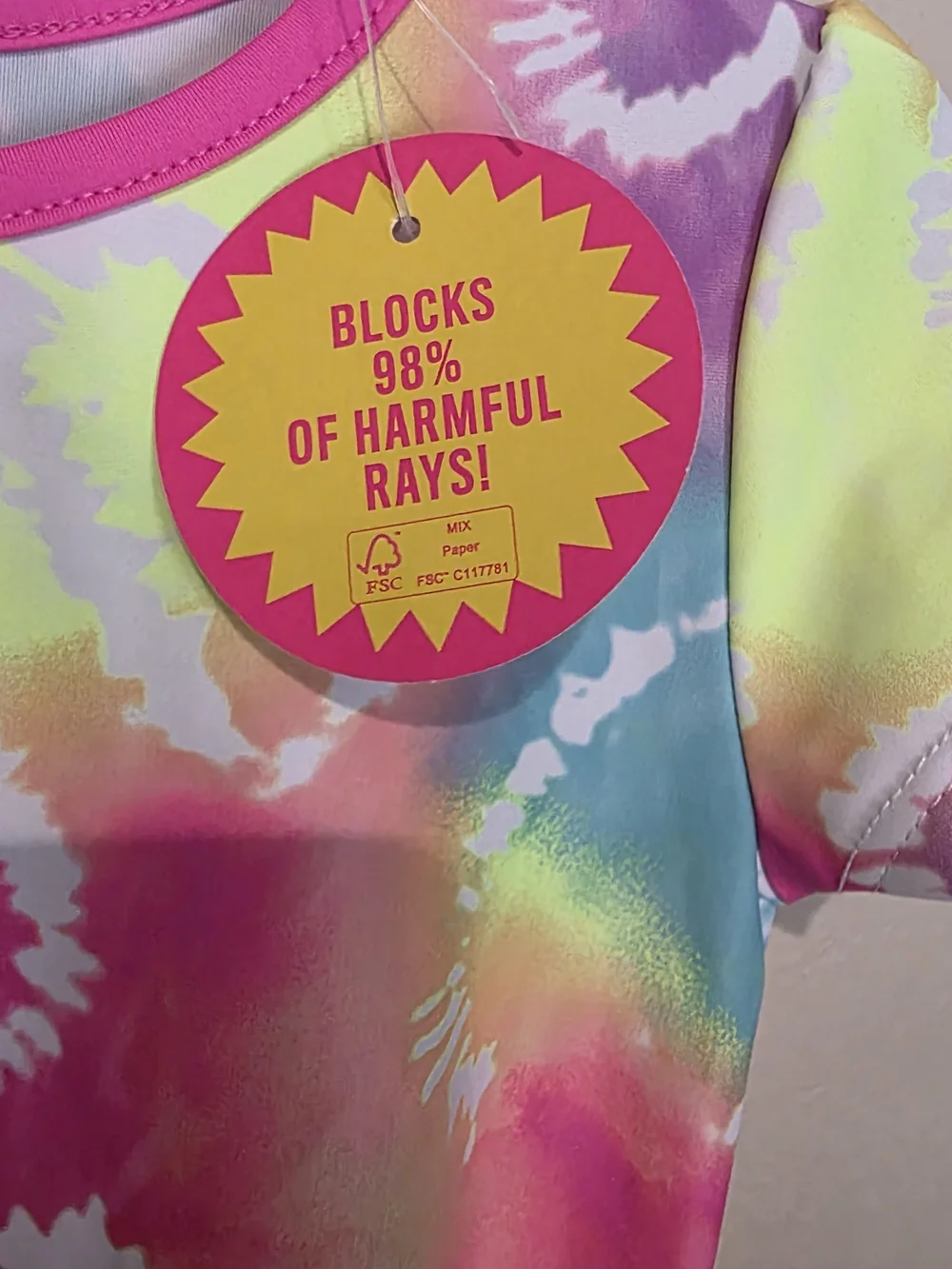 The Children's Place Girls 18-24M 2pc UPF 50+ Tie Dye Swim Set Retro Colorful